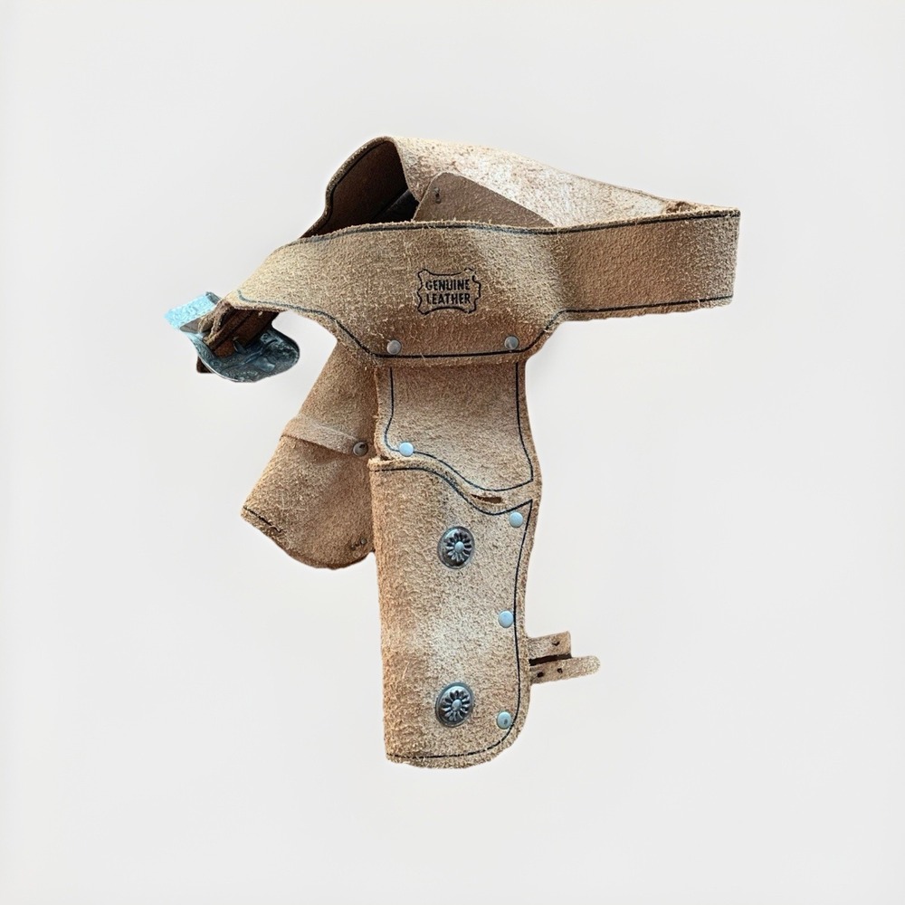 Vintage Western Genuine Leather Kids Cap Gun Dual Holsters  Cowboy Cowgirl 26"
